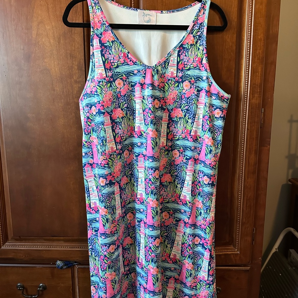 Vibrant Floral Midi Dress - Pink and Blue